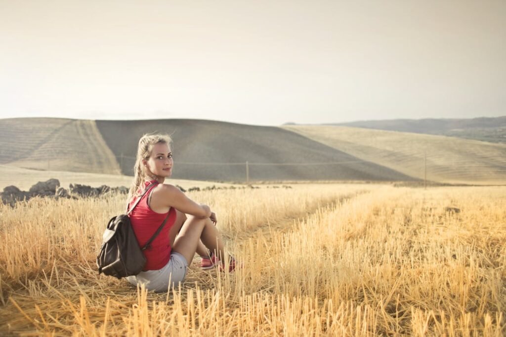 Woman packing anti-theft backpack for Southeast Asia